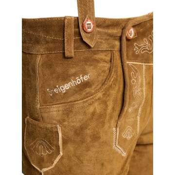 Authentic Bavarian Knee-Length Lederhosen for Men