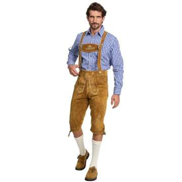 Authentic Bavarian Knee-Length Lederhosen for Men