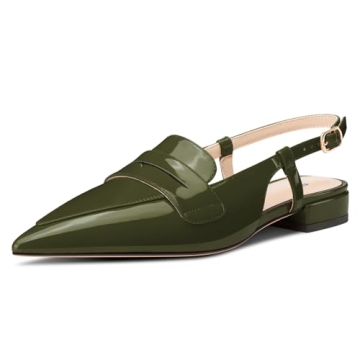 Castamere Slingback Flats for Women Close Pointed Toe Loafers Low Heel Slip-on Pumps Office Casual D...