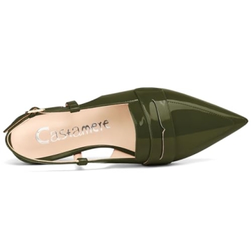 Castamere Slingback Flats for Women Close Pointed Toe Loafers Low Heel Slip-on Pumps Office Casual Dress Shoes 0.8 Inches Heels Olive Green 7 M US