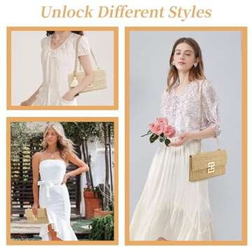 WEIMZC Small Straw Purse for Women Summer Clutch Purses Beach Woven Envelope Bag Raffia Shoulder,Str...