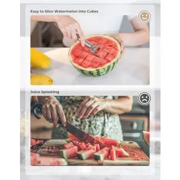 CripsTaste Watermelon Fork Cutter Slicer Tool, 2-in-1 Stainless Steel Fruit Cutter Melon Slicer Cutt...