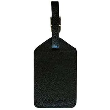 Personalized Monogrammed Black Leather Luggage Tags - 2 Pack