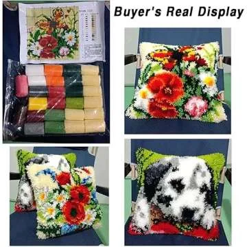 Red Christmas Tree Latch Hook Pillow Kits for Adults and Kids Beginner Handmade Needle Crochet Yarn Kits Embroidery Cushion Hook and Latch Kit Pillow Cover Rug Home Sofa Decoration 43x43cm(2)