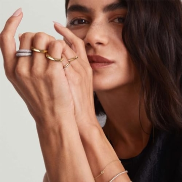 NVWAROCK Gold Plated Round Edged Stacking Rings for Women