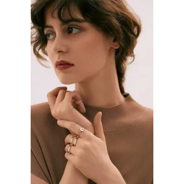 NVWAROCK Gold Plated Round Edged Stacking Rings for Women