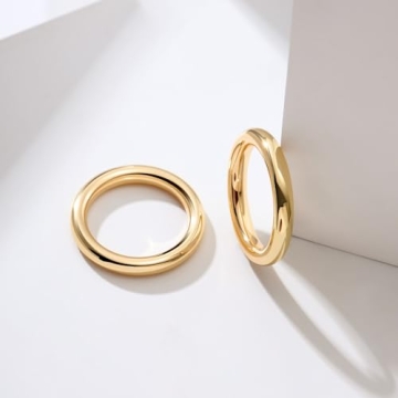 NVWAROCK Gold Plated Round Edged Stacking Rings for Women