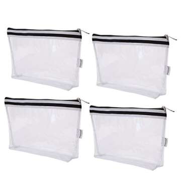 Augbunny Multi-purpose Waterproof Clear Vinyl Zippered Toiletry Cosmetics Makeup Pouch With French T...