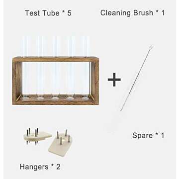 DOTLINE DECO Plant Terrarium Planter Flower Bud Vase Kit- Glass Tube Vase Propagation Station with Brown Wood Stand for Propagating Hydroponic Plants- Ideal for Office Home Wedding Garden Decoration