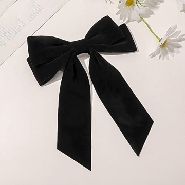 Velvet Black Hair Bow Clips for Women and Teens - Stylish & Elegant
