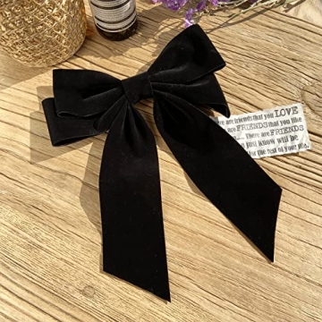 Velvet Black Hair Bow Clips for Women and Teens - Stylish & Elegant