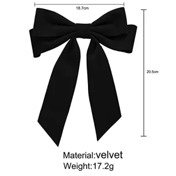Velvet Black Hair Bow Clips for Women and Teens - Stylish & Elegant