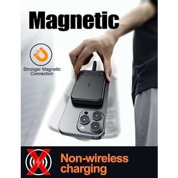 EMNT Mini Magnetic Portable Charger for iPhone,5200mAh Power Bank with Built-in Cable/Metal Stand, Battery Pack Compatible with iPhone 14/13/12/11 Pro/Max/X/8/7/6 etc