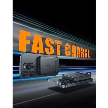 EMNT Mini Magnetic Portable Charger for iPhone,5200mAh Power Bank with Built-in Cable/Metal Stand, Battery Pack Compatible with iPhone 14/13/12/11 Pro/Max/X/8/7/6 etc