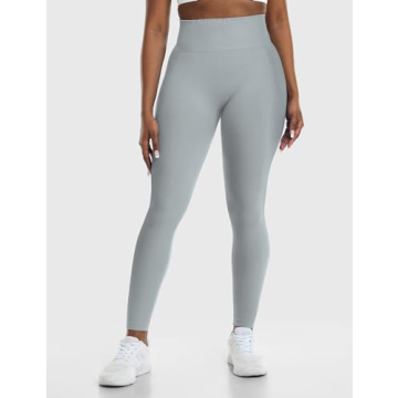 YEOREO Amplify Leggings for Women Seamless Scrunch Leggings Butt Lifting Gym High Waisted Athletic Leggings Light Grey