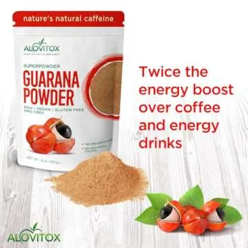 Alovitox Organic Guarana Seed Powder | Raw Guarana Seed Extract, Vegan, Gluten-Free Supplement | Pro...