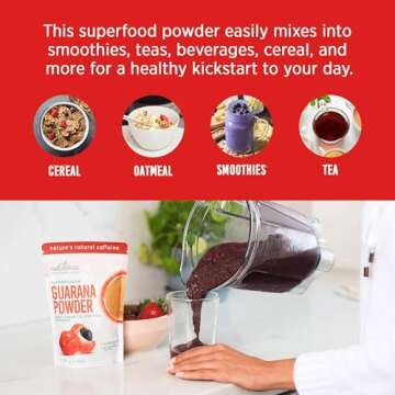 Alovitox Organic Guarana Seed Powder | Raw Guarana Seed Extract, Vegan, Gluten-Free Supplement | Promotes Healthy Digestion & Weight Management | High in Energy Boosting Pure Caffeine Powder - 8oz