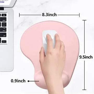 Hsurbtra Ergonomic Mouse Pad with Wrist Rest Support, Gel Mouse Pads with Non-Slip PU Base, Pain Relief Memory Foam Computer Mat, Cute Office Supplies Desk Decro Accessories, Pink
