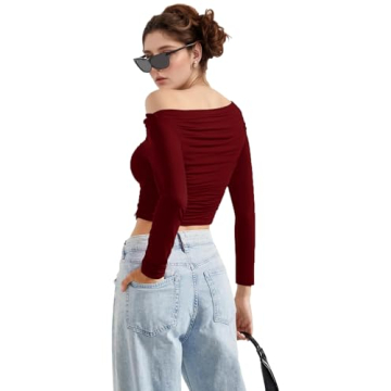 MISS MOLY Off Shoulder Asymmetrical Top for Women