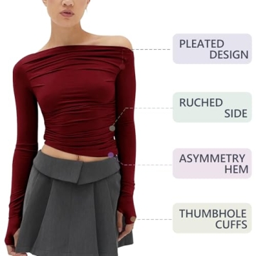 MISS MOLY Off Shoulder Asymmetrical Top for Women