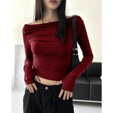 MISS MOLY Off Shoulder Asymmetrical Top for Women