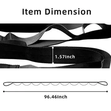 SANKUU Yoga Straps Stretching Strap with 12 Loops Workout Poster, Straps for Stretching Physical Therapy Equipment Long Stretch Out Bands for Exercise, Pilates and Gymnastics for Women Men (Black)