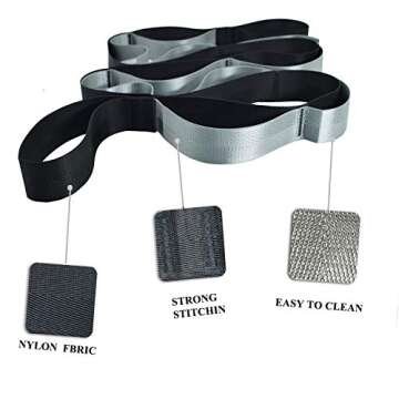 SANKUU Yoga Straps Stretching Strap with 12 Loops Workout Poster, Straps for Stretching Physical Therapy Equipment Long Stretch Out Bands for Exercise, Pilates and Gymnastics for Women Men (Black)