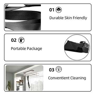 SANKUU Yoga Straps Stretching Strap with 12 Loops Workout Poster, Straps for Stretching Physical Therapy Equipment Long Stretch Out Bands for Exercise, Pilates and Gymnastics for Women Men (Black)