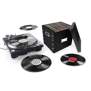 Snap-N-Store Vinyl Record Storage Box - 12" - 2 Pack - Crate Holds up to 75 Vinyl Albums - Black