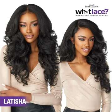 Sensationnel What lace 13x6 Wigs - latisha lacefrontal hand tied glueless synthetic with natural density preplucked hairline (Tipped Off Black and Burgundy T1B/BG)