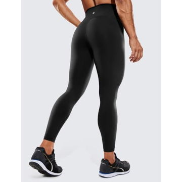 CRZ YOGA Women's Hugged Feeling Compression Leggings 25 Inches - Thick High Waisted Tummy Control Workout Leggings Black XX-Small