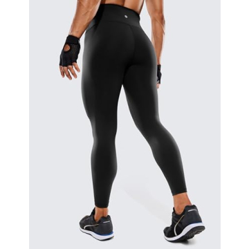 CRZ YOGA Women's Hugged Feeling Compression Leggings 25 Inches - Thick High Waisted Tummy Control Workout Leggings Black XX-Small