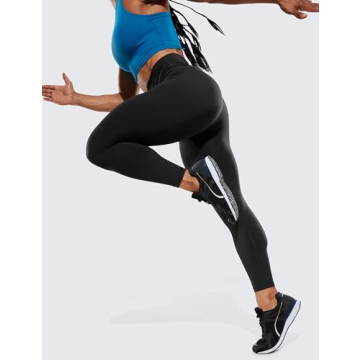 CRZ YOGA Women's Hugged Feeling Compression Leggings 25 Inches - Thick High Waisted Tummy Control Workout Leggings Black XX-Small