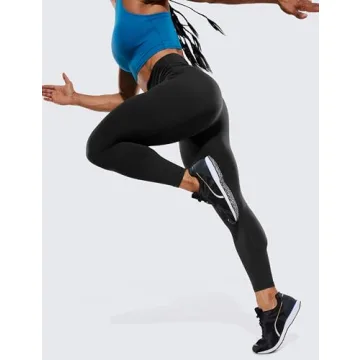 CRZ YOGA Women's Hugged Feeling Compression Leggings 25 Inches - Thick High Waisted Tummy Control Workout Leggings Black XX-Small