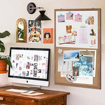 Cork Board White Board Combo, Wooden Frame 36 x 24 inches Hanging White Board and Cork Board Combination for Wall Magnetic Whiteboard & Bulletin Board Wall Mounted for Home, Office & Classroom