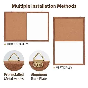 Cork Board White Board Combo, Wooden Frame 36 x 24 inches Hanging White Board and Cork Board Combination for Wall Magnetic Whiteboard & Bulletin Board Wall Mounted for Home, Office & Classroom