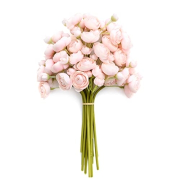 Ling's Moment Ranunculus Artificial Flower Bouquet - Elegant Faux Silk Mini Flowers for DIY Arrangem...