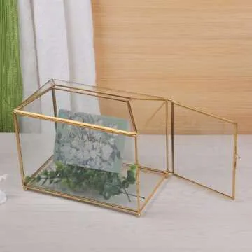 Bellaware Glass Wedding Card Box with Lock for Celebrations
