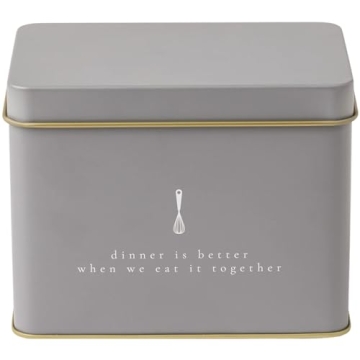 Recipe Tin in Grey | Classic & Stylish | Includes 25 Cards | Durable Heavy Steel | Decorative Holder