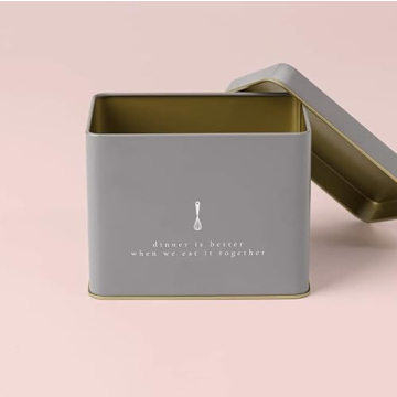 Elegant Recipe Tin in Grey | Includes 25 Recipe Cards | Gift Idea