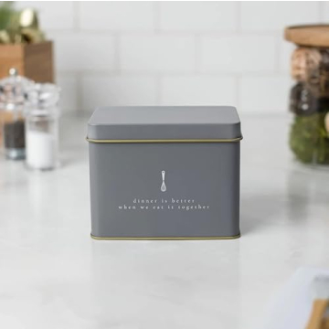 Elegant Recipe Tin in Grey | Includes 25 Recipe Cards | Gift Idea