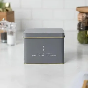 Elegant Recipe Tin in Grey | Includes 25 Recipe Cards | Gift Idea