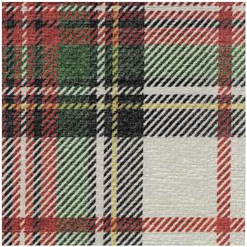 RUGGABLE Washable 3x5 Area Rug, Plaid, Premium Winter Rugs for Living Room, Bedroom, Kitchen, Office, Classroom with Gripper Non Slip Pad, Dress Stewart Tartan White