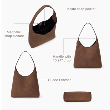 Stylish Faux Suede Hobo Bags for Women with Cherry Charm