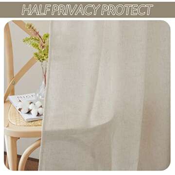 RYB HOME Sheer Linen Blended Curtains for Privacy