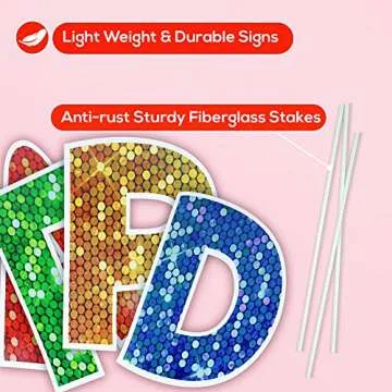 effilex Rainbow Sparkly Look Yard Signs Happy Birthday 15" Waterproof with Stakes | Birthday Lawn Si...