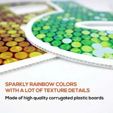 effilex Rainbow Sparkly Look Yard Signs Happy Birthday 15" Waterproof with Stakes | Birthday Lawn Signs Set of Large Letter Boards 14 Pcs