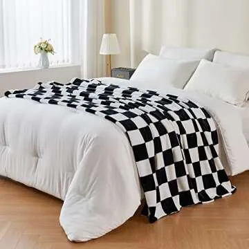 BEDELITE Checkered Throw Blanket for Couch and Bed, Luxurious Fleece Blanket with Checkerboard Grid ...