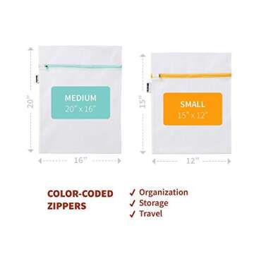 Mamlyn Mesh Laundry Bag for Delicates, Wash Bags for Underwear and Lingerie, Makeup Organizer Bag (1 Medium, 1 Small)