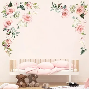 Elegant Large Pink Flower Wall Decals for Stylish Decor